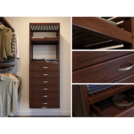John Louis Home Solid Wood 12in. Deep 5 Shaker Style Drawer Storage Tower Chestnut JLH-410SH-CH